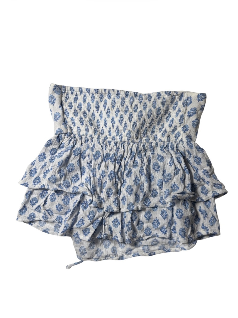 Hollister Tied Tiered Halter Babydoll Top Floral Blue and White Smock Size XXS - Picture 3 of 7